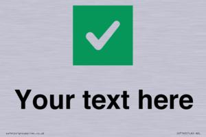 Custom plain background, green square with tick sign